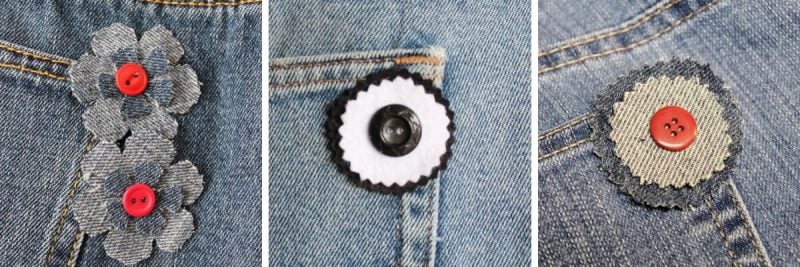 Denim and felt flowers