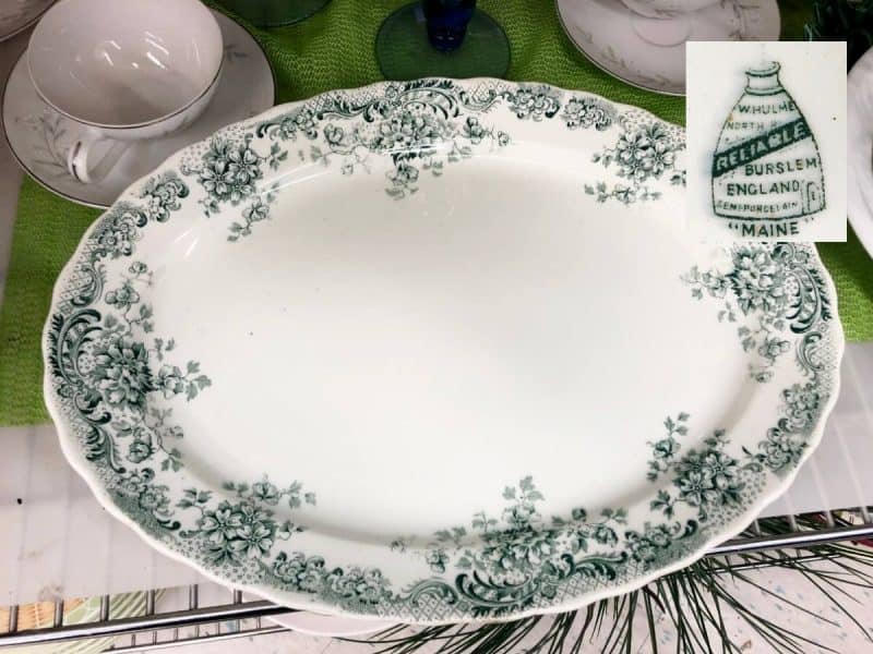 W. Hulme antique Platter with blue floral decoration