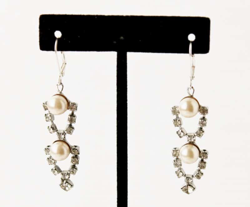 Vintage Rhinestone & Pearl Clip On Earrngs Upcycled into Gorgeous Pierced Earrings