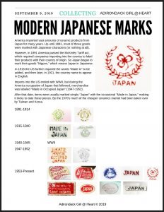Free printable of Modern Japanese Marks or Backstamps