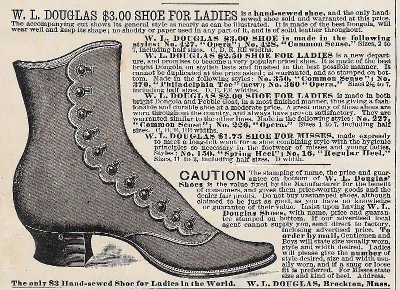 ladies boots by Douglas advertisement from 1891