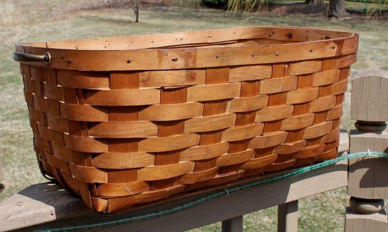 large vintage oak splint laundrey basket