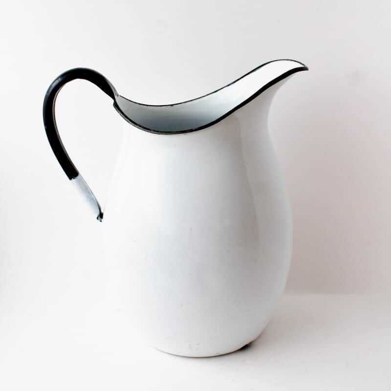 vintage white enamelware pitcher--it's what vintage and antiques are selling [December 2019]