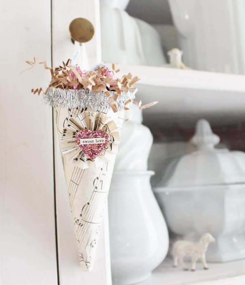 vintage valentine tussy mussy cone-shaped decoration