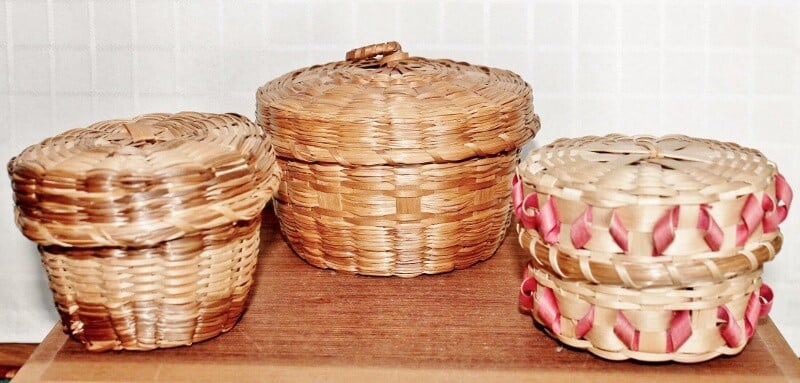 3 vintage native american baskets