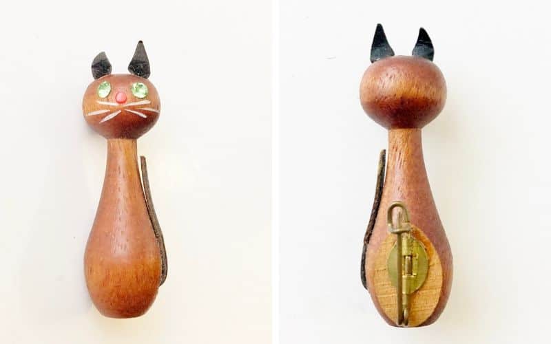 wooden cat pin