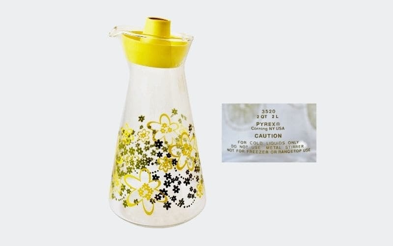 Floral decorated Pyrex juice jug
