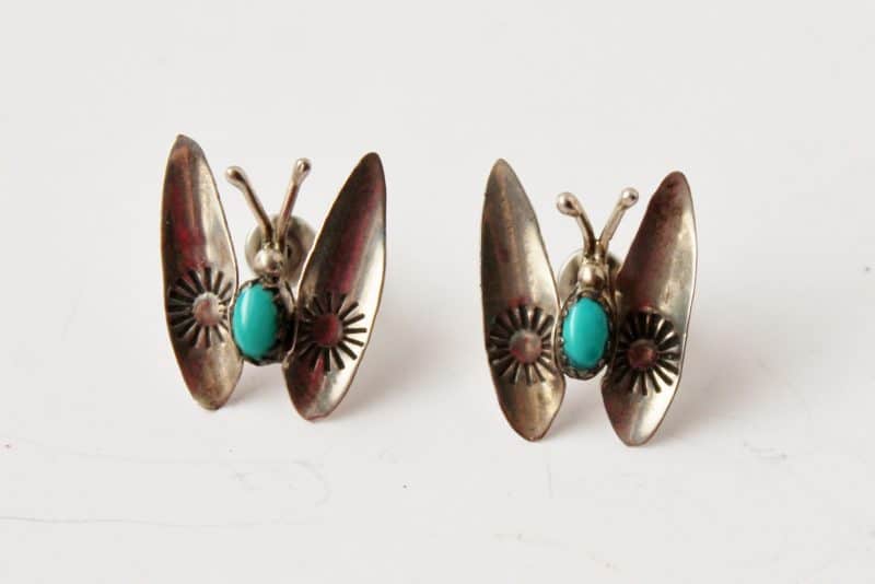 silver and turquoise butterfly earrings