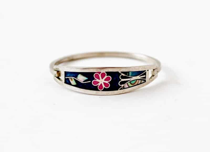 Vintage sterling silver inlaid child's bracelet