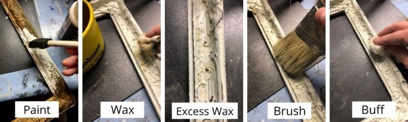 Step for painting and waxing the antique frame