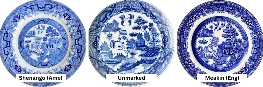 various shades of blue from light to dark on blue willow china