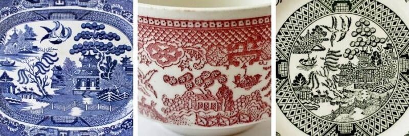 blue, red, and green patterns on dishes