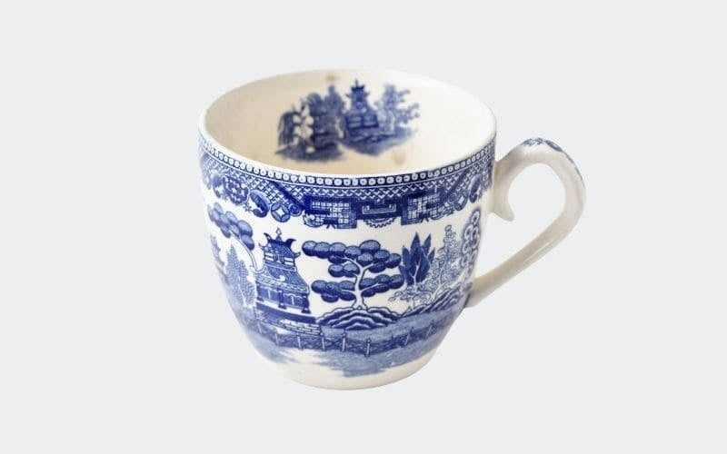 large blue and white mug