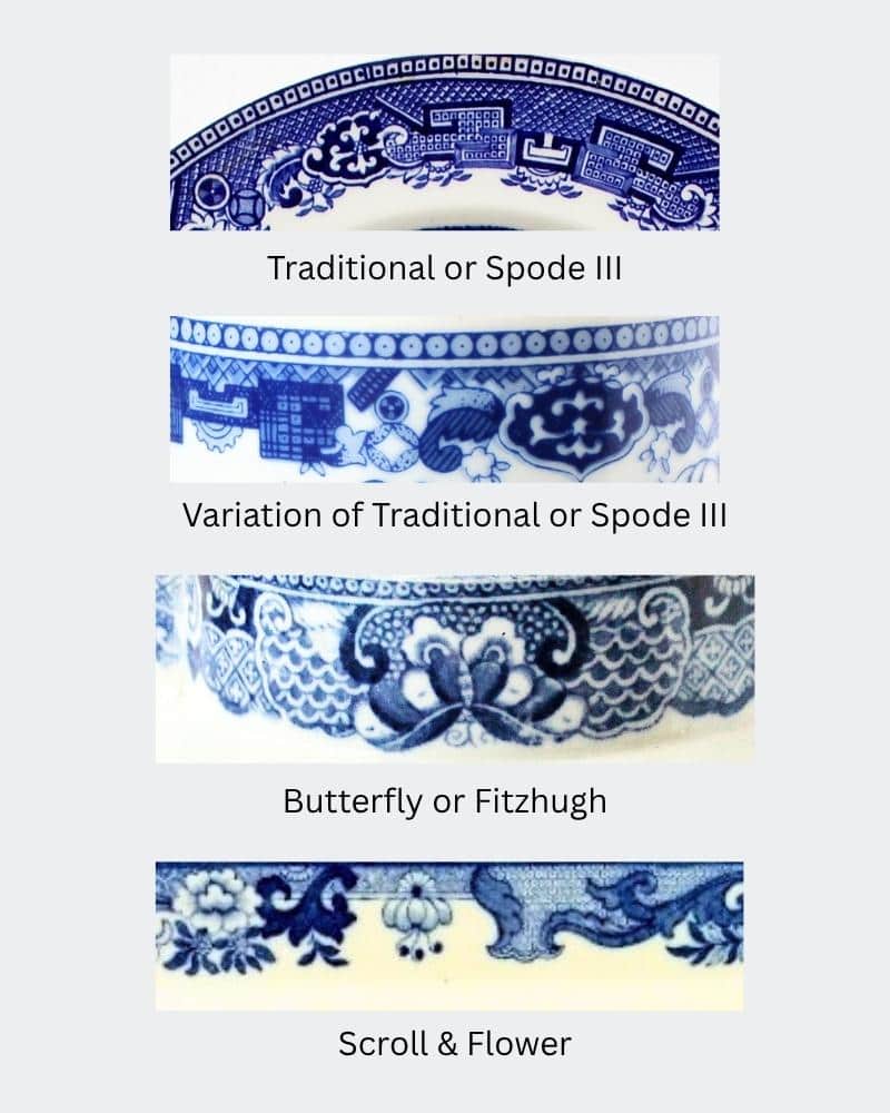 Four blue willow border types