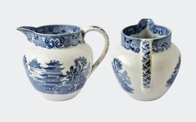 blue and white china pitcher