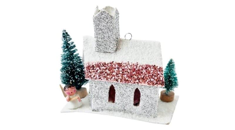 church embellished vintage putz house