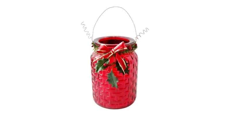 Red glass vase turned lantern