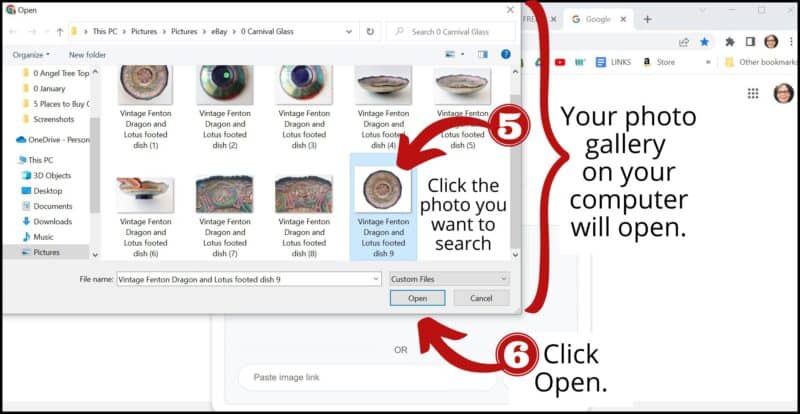 Select the photo from your photo gallery and click "Open"