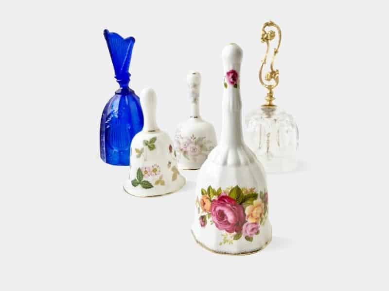 Vintage set of 6 ceramic and glass bells