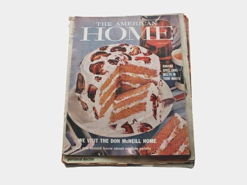 Vintage copy of The American Home magazine with a cake on the cover