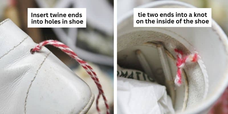 how to attach bakers twin to shoe for hanging