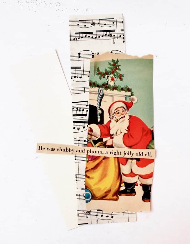 Cardstock, music paper, Santa illustration