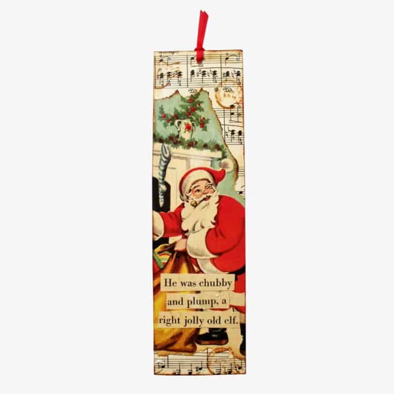 Finished Vintage Christmas Bookmark featuring Santa Clause