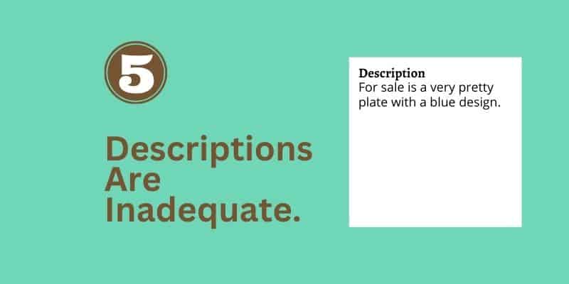5. Etsy shops fail because listing descriptions are inadequate (image of a short description)