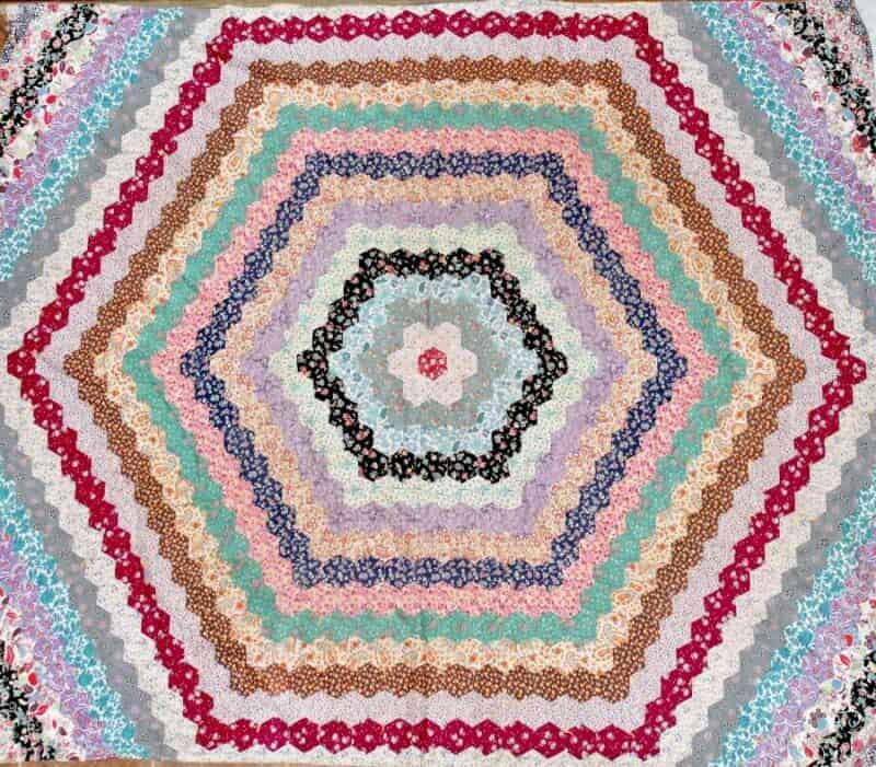 Beautiful vintage feed sack fabric quilt