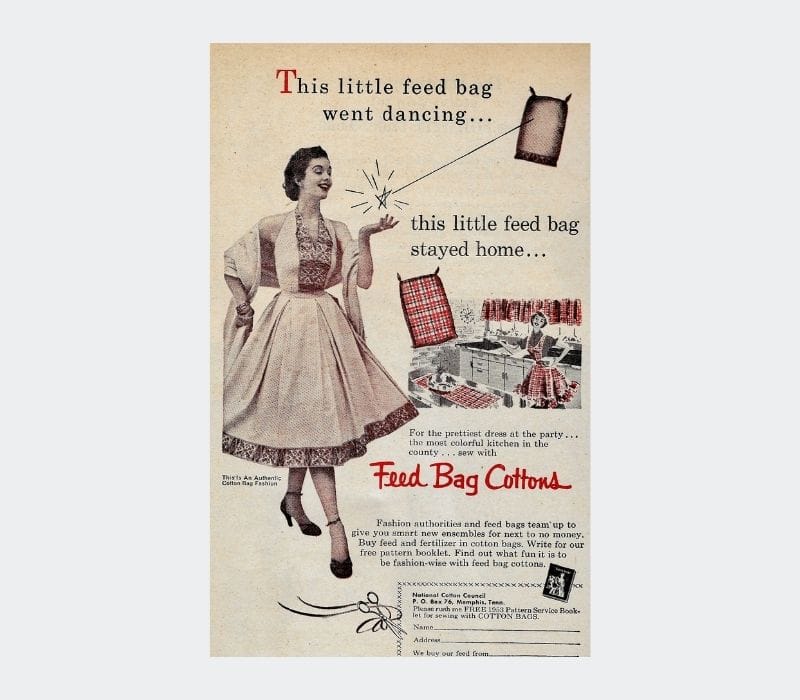 Antique magazine add for feed sack fabric clothing patterns