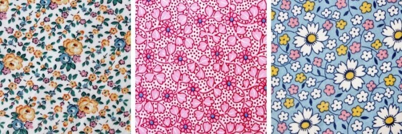 Vintage colorful, floral feed or flour sack fabrics