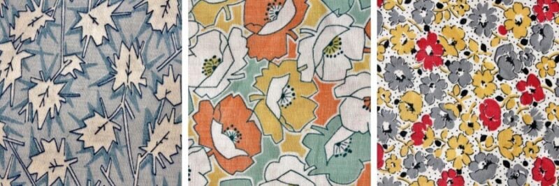 Vintage colorful, floral feed or flour sack fabrics