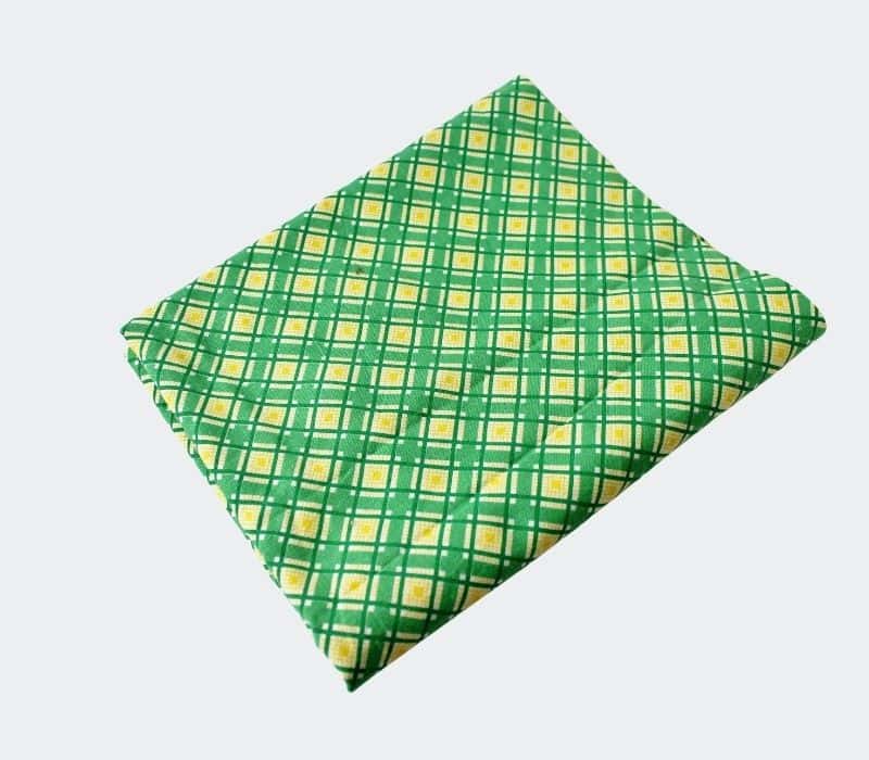Vintage green and yellow feedsack fabric