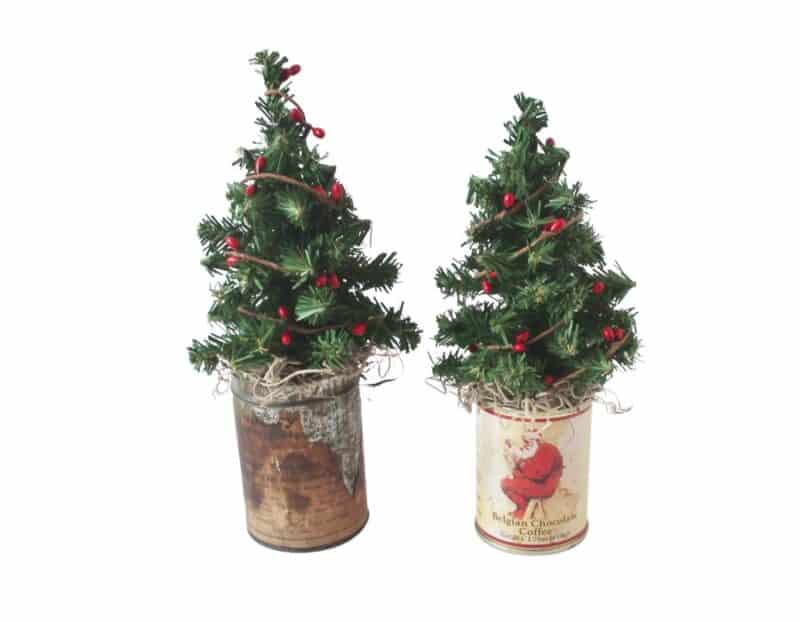 Small christmas trees in small tins
