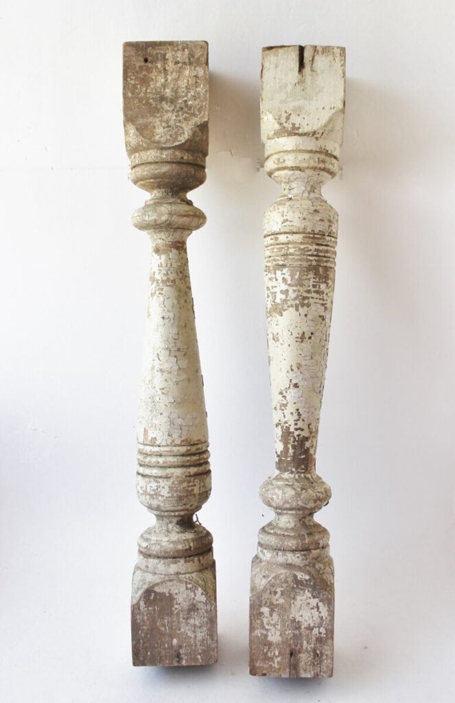 Antique chippy white spindles