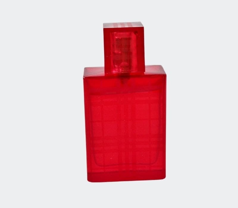 Red bottle of Burberry perfume