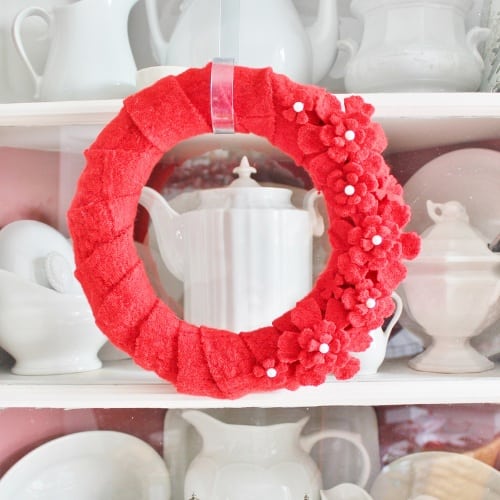 Felted red sweater wreath