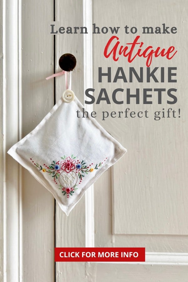 Learn how to make antique hankie sachets
