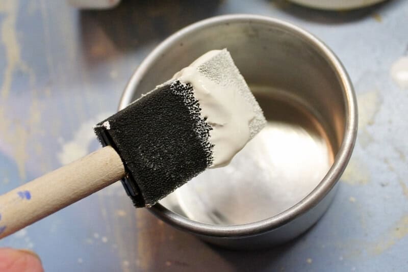 Dip foam brush into ivory paint