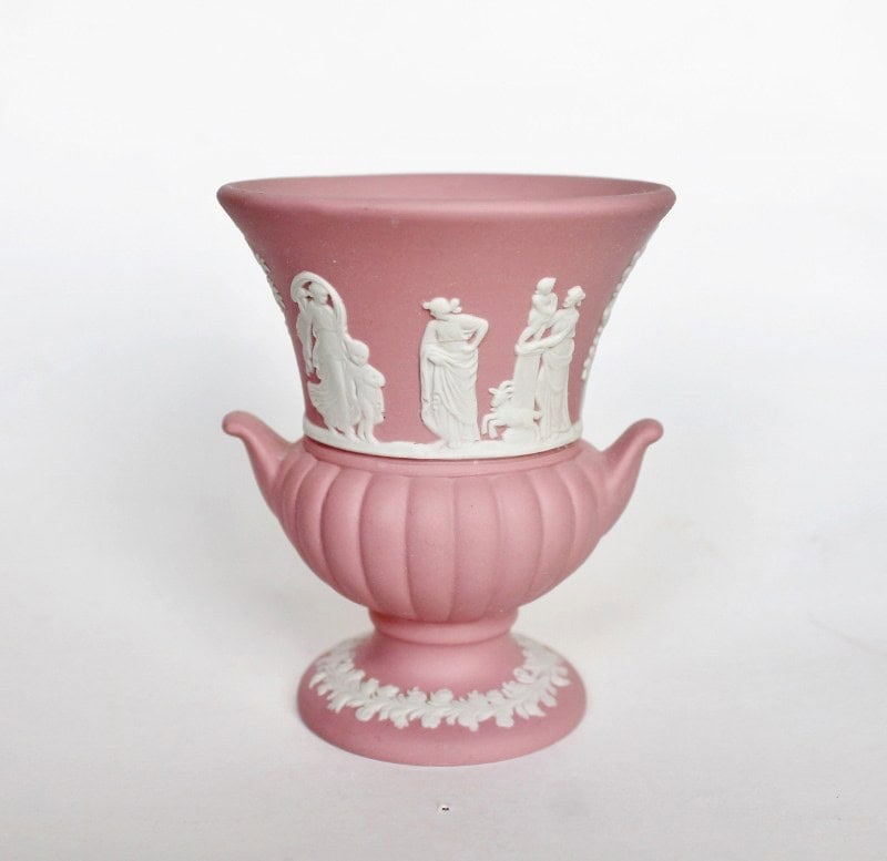 Jasperware Pink and white vase by Wedgwood