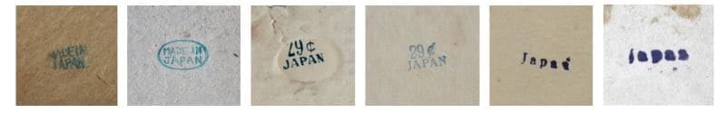 6 Japan marks on the bottoms of Vintage Putz houses