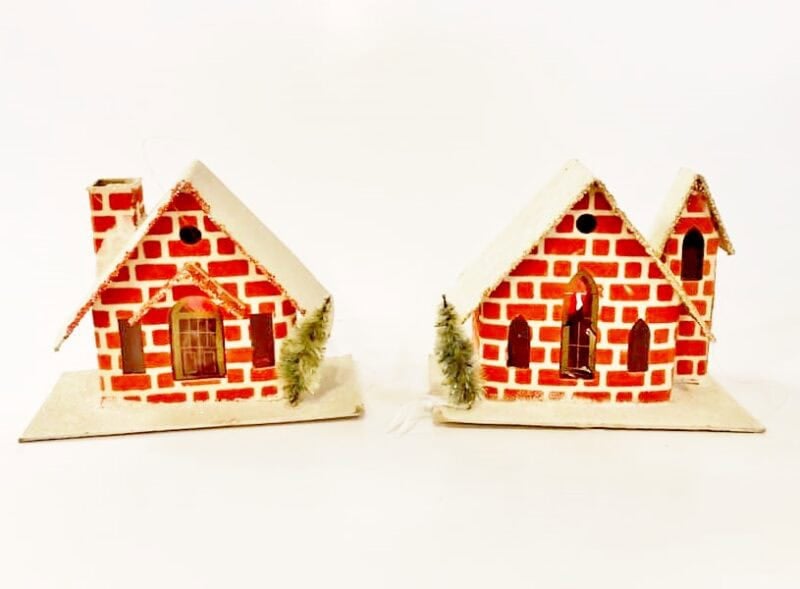 Pair of Vintage "brick" Japan putz houses