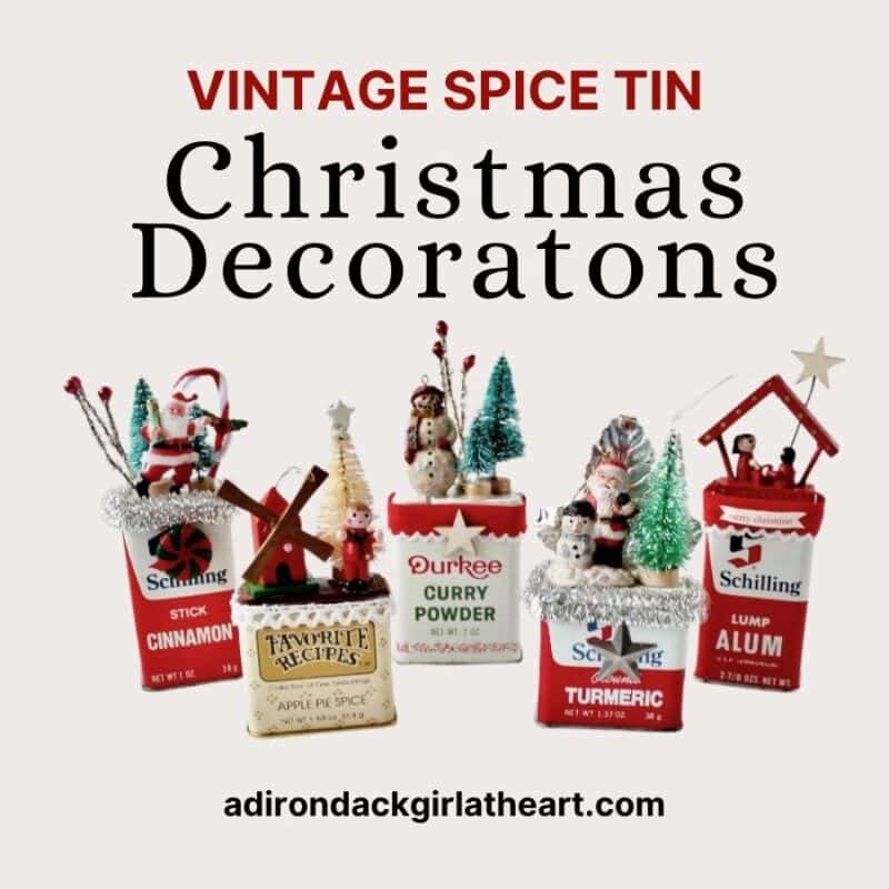 Vintage spice tin christmas decorations