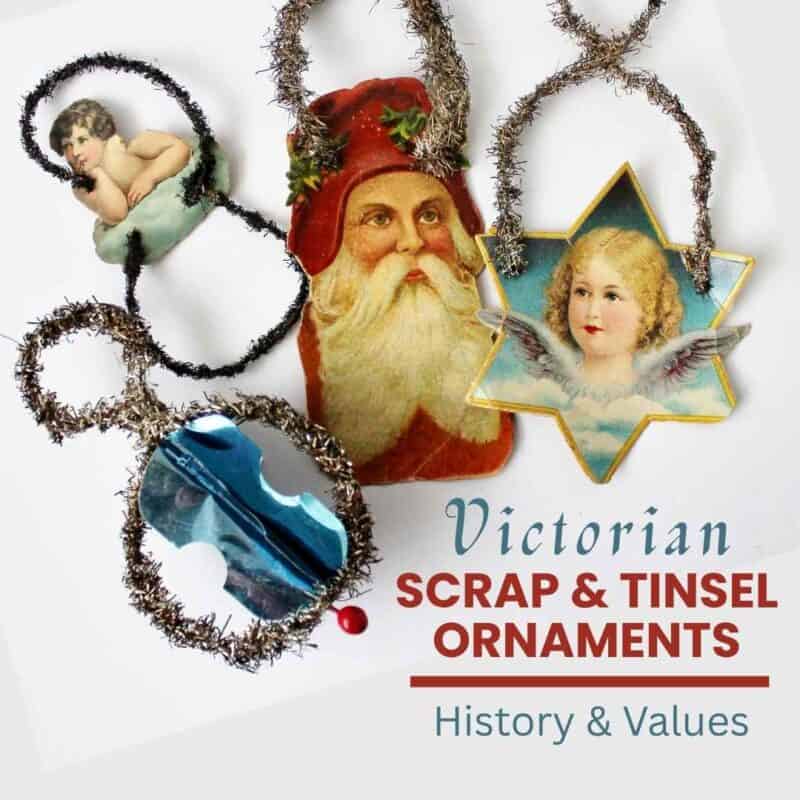 4 Vintage Scrap & Tinsel christmas ornaments: history & values