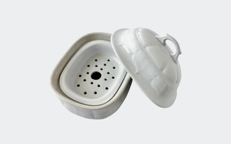 white ironstone soap dish