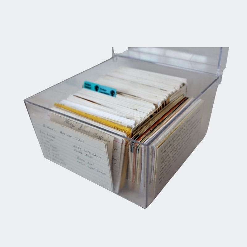acrylic case with vintage recipes
