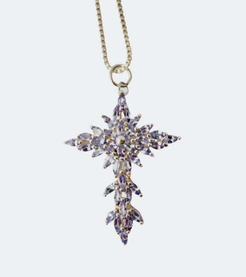 Amethyst and sterling silver cross