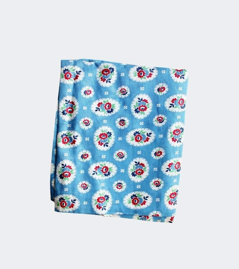 Blue patterned fabric feed sack (vintage)