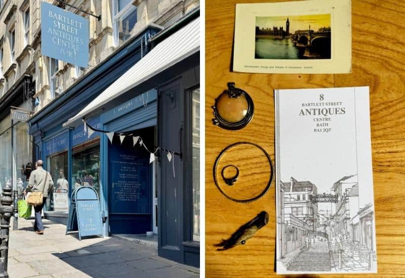 2 photos: Bartlett Antiques & selection of antique purchases