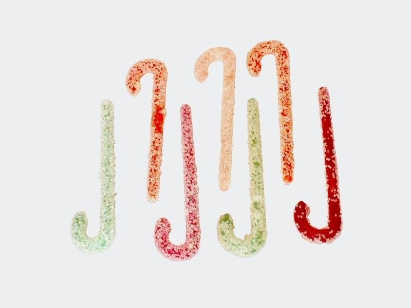 multi-colored plastic candy cane ornaments